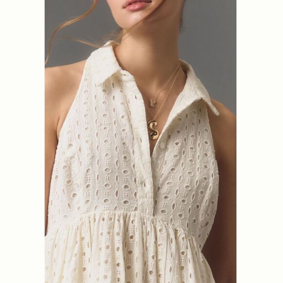 Anthropologie Maeve Halter Eyelet Mini Dress - Picture 3 of 4